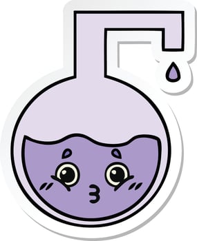 sticker of a cute cartoon science experiment vector