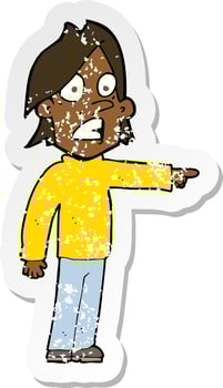 retro distressed sticker of a cartoon surprised man vector