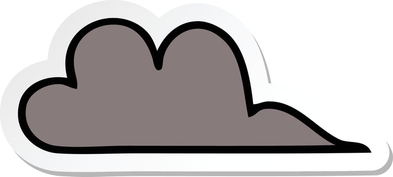 sticker of a cute cartoon storm cloud vector