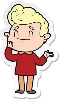 sticker of a happy cartoon man vector
