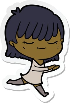 sticker of a cartoon woman vector
