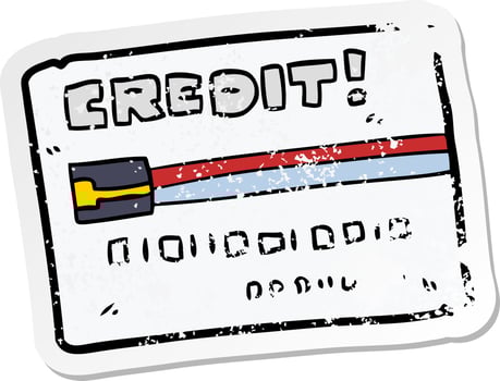 distressed sticker of a cartoon credit card vector