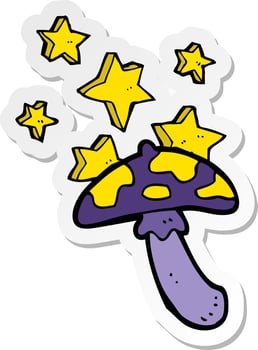 sticker of a cartoon magic toadstool vector