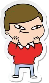 sticker of a cartoon boy vector
