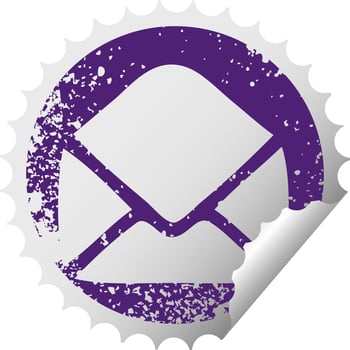 distressed circular peeling sticker symbol paper envelope vector
