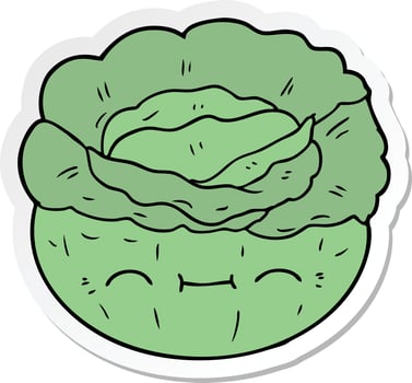 sticker of a cartoon cabbage vector