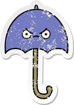 distressed sticker of a cute cartoon umbrella vector