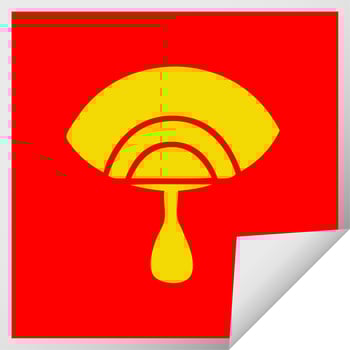 square peeling sticker cartoon crying eye vector