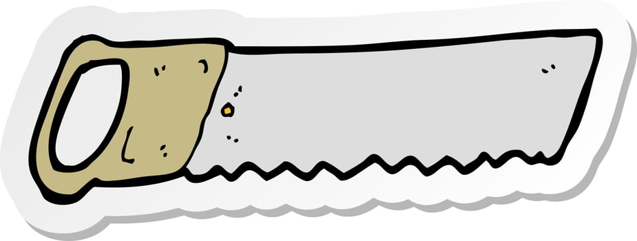 sticker of a cartoon saw vector