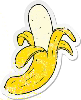 distressed sticker of a cartoon banana vector