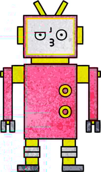 retro grunge texture cartoon robot vector