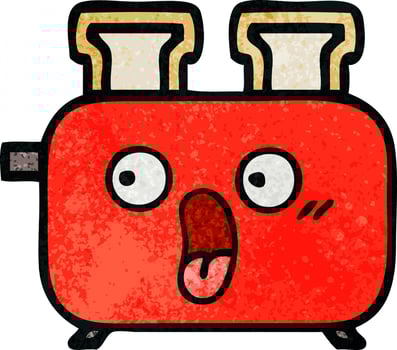 retro grunge texture cartoon of a toaster vector