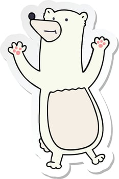 sticker of a quirky hand drawn cartoon polar bear vector