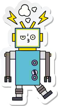 sticker of a cute cartoon robot vector