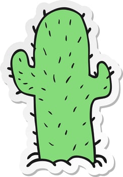 sticker of a cartoon cactus vector