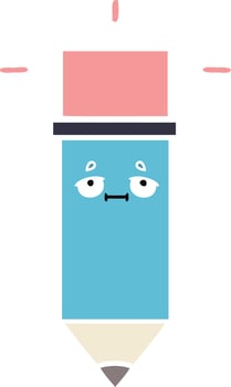 flat color retro cartoon pencil vector