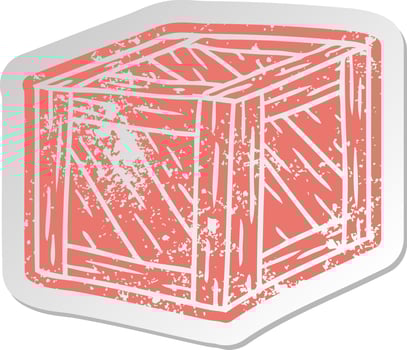 distressed old sticker of a wooden crate vector