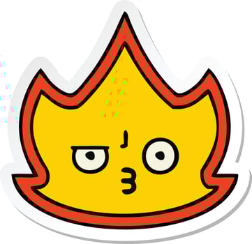 sticker of a cute cartoon fire flame vector