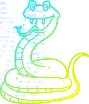 cold gradient line drawing cartoon happy snake vector