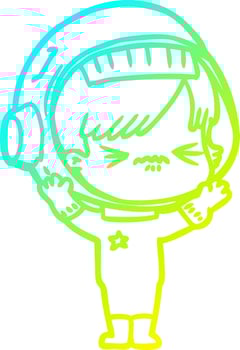 cold gradient line drawing angry cartoon space girl vector