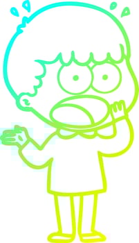 cold gradient line drawing cartoon shocked man gasping vector