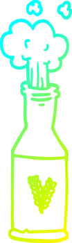 cold gradient line drawing cartoon bottle of beer vector