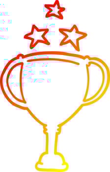 warm gradient line drawing cartoon sports trophy vector