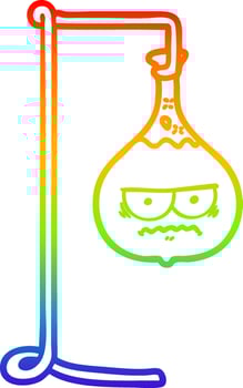 rainbow gradient line drawing angry cartoon science experiment vector