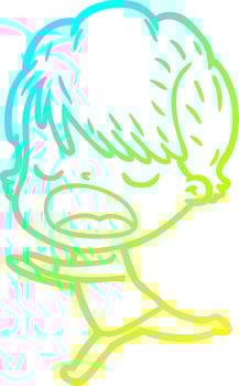 cold gradient line drawing cartoon woman talking vector