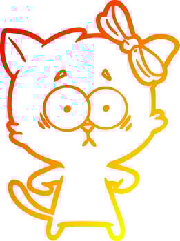 warm gradient line drawing cartoon cat vector