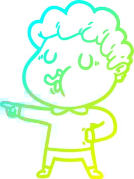 cold gradient line drawing cartoon man singing vector