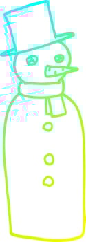cold gradient line drawing cartoon traditional snowman vector