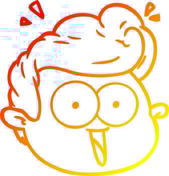 warm gradient line drawing cartoon male face surprised vector
