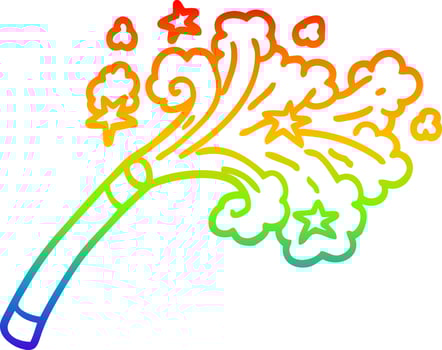 rainbow gradient line drawing cartoon magicians wand vector