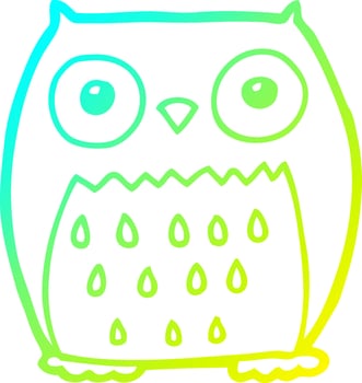 cold gradient line drawing cartoon owl vector