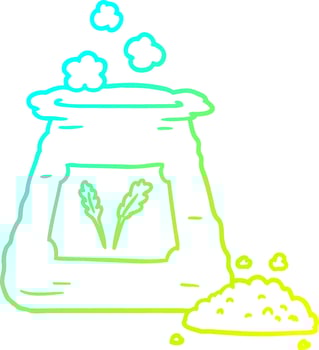 cold gradient line drawing cartoon bag of flour vector