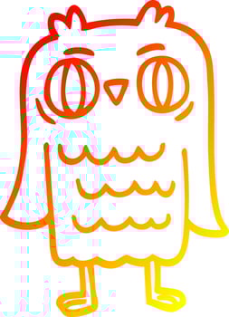 warm gradient line drawing cartoon owl vector