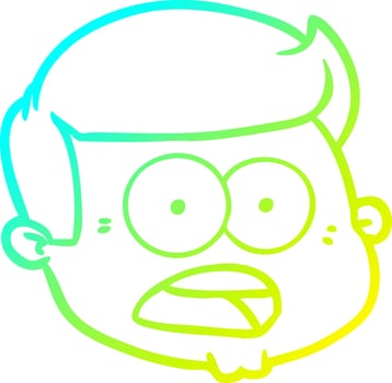 cold gradient line drawing cartoon male face vector