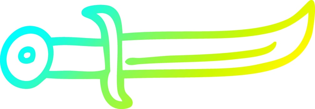 cold gradient line drawing cartoon curved dagger vector