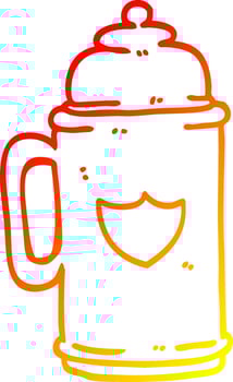 warm gradient line drawing cartoon traditional beer tankard vector
