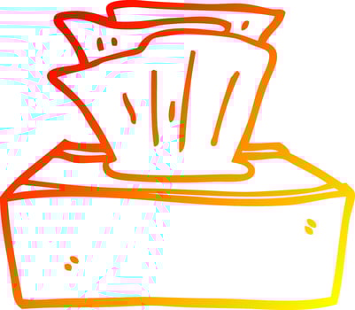warm gradient line drawing cartoon box of tissues vector