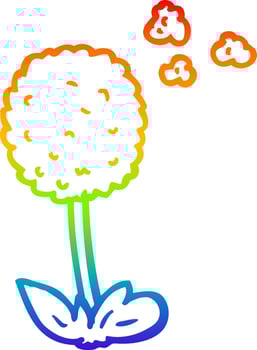 rainbow gradient line drawing cartoon flower vector