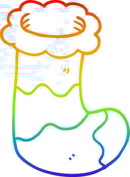 rainbow gradient line drawing cartoon christmas stocking vector