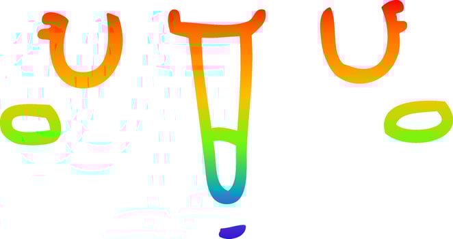 rainbow gradient line drawing happy cartoon face vector