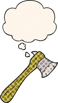 cartoon axe and thought bubble in comic book style vector