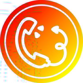telephone handset with devil tail circular in hot gradient spectrum vector