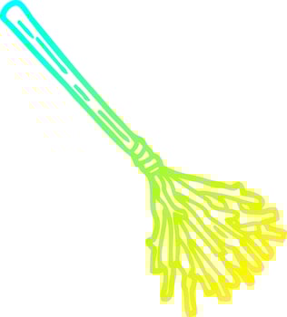 cold gradient line drawing cartoon witches broomstick vector