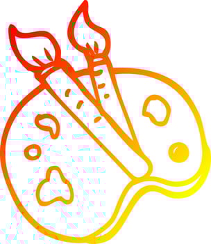 warm gradient line drawing cartoon artist palette vector