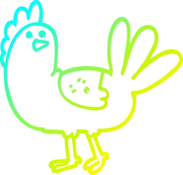 cold gradient line drawing cartoon chicken vector