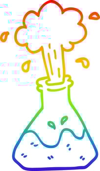 rainbow gradient line drawing cartoon exploding chemical set vector